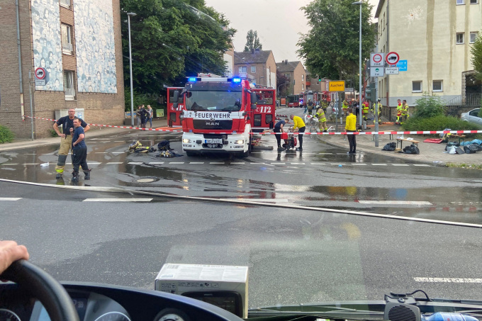 Feuerwehreinsatz beim Eintreffen in Aachen