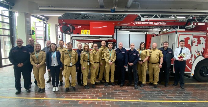 polnisch-deutsche Delegation bestehend aus Vertretern der Wojewodschaftskommandantur der staatlichen Feuerwehr Gorzów Wielkpolski und der LSTE